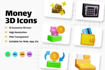 Money 3D Icon Pack