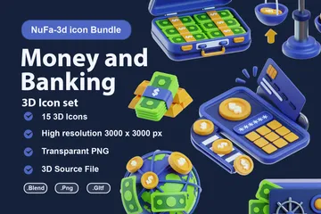 Money And Banking 3D Icon Pack