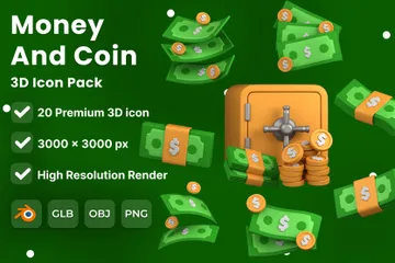 お金とコイン 3D Iconパック