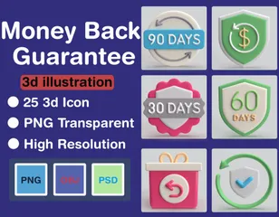 Money Back Guarantee 3D Icon Pack