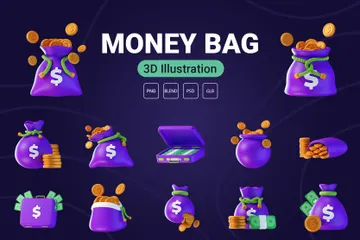 Money Bag 3D Icon Pack
