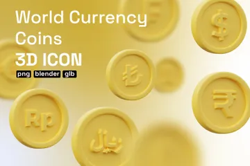 Pièces de monnaie mondiales Pack 3D Icon