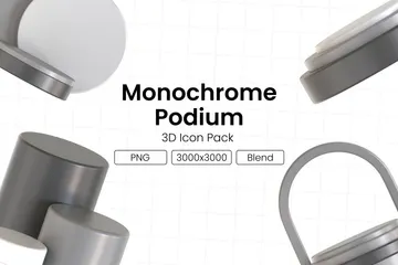 Monochrome Podium 3D Icon Pack