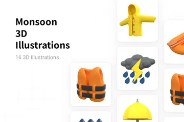 Monsoon 3D Illustration Pack