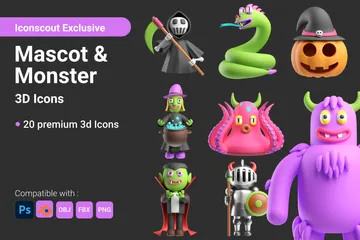Mascota y monstruo Paquete de Icon 3D
