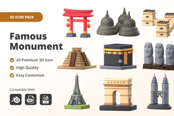 Monumento Famoso Pacote de Icon 3D