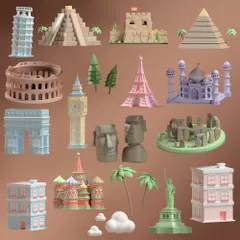 Monuments de renommée mondiale Pack 3D Icon
