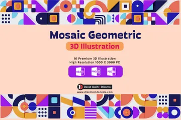 Mosaic Geometric Shape 3D Icon Pack