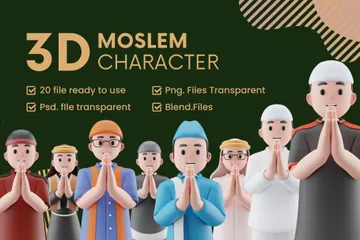 Moslem Character 3D Icon Pack