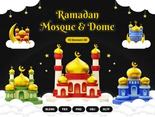 Mosque Building Ramadan 3D Icon Pack