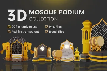 Mosque Podium Collection 3D Illustration Pack