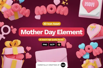 Mother Day Element 3D Icon Pack