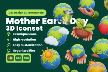 Mother Earth Day 3D Icon Pack