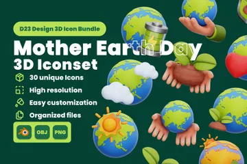母なる地球の日 3D Iconパック