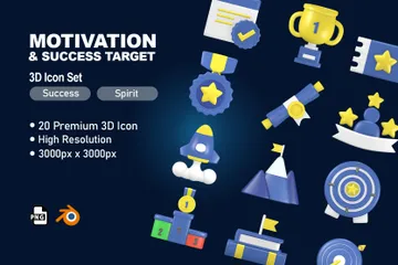 Motivation Success 3D Icon Pack