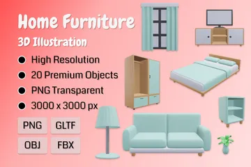 Mobília doméstica Pacote de Icon 3D