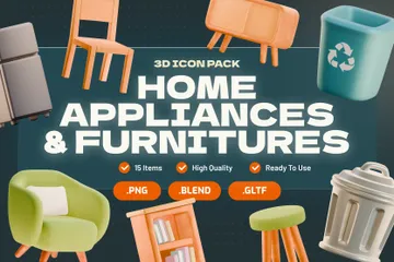 Móveis e Eletrodomésticos para Casa 3D Icon Pack