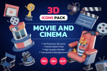 Movie And Cinema 3D Icon Pack