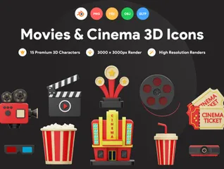 Movie & Cinema 3D Icon Pack