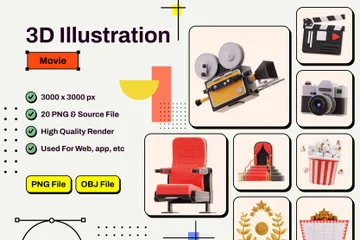 Movie Production Device And Tools 3D Icon Pack