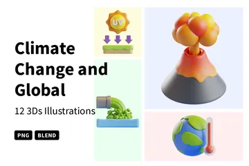 Mudanças Climáticas e Aquecimento Global Pacote de Icon 3D