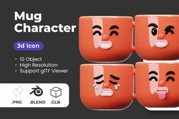 Mug Character 3D Icon Pack