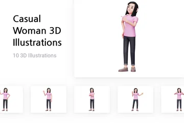 Mujer casual Paquete de Illustration 3D