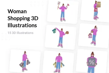 Mujer de compras Paquete de Illustration 3D