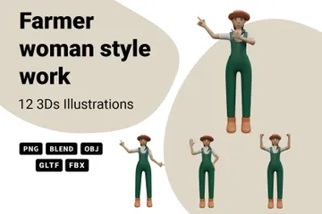 Mujer agricultora Paquete de Illustration 3D