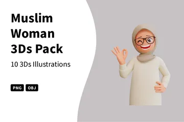 Mujer musulmana Paquete de Illustration 3D