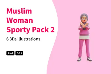 Pack Deportivo Mujer Musulmana 2 Paquete de Illustration 3D