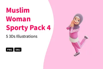 Pack Deportivo Mujer Musulmana 4 Paquete de Illustration 3D
