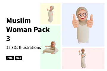 Pack Mujer Musulmana 3 Paquete de Illustration 3D