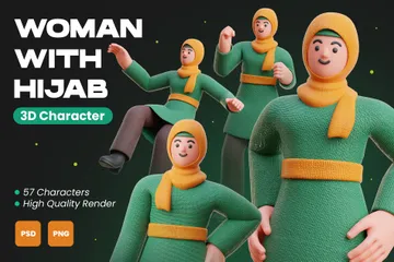 Mulher com Hijab Pacote de Illustration 3D