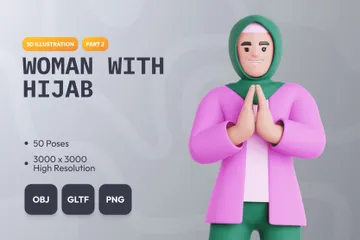 Mulher com hijab parte 2 Pacote de Illustration 3D