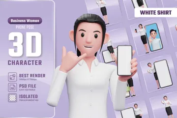 Mulher de negócios com telefone inteligente Pacote de Illustration 3D