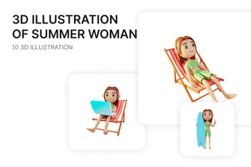 Mulher de verão Pacote de Illustration 3D