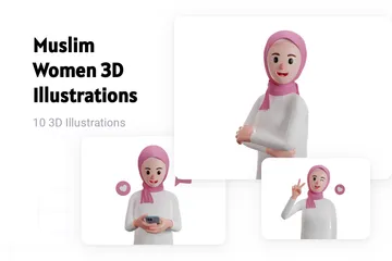 Mulheres Muçulmanas Pacote de Illustration 3D