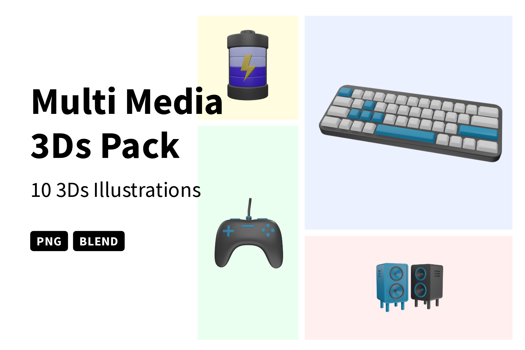 Premium Multi Media 3D Illustration pack from Entertainment 3D ...