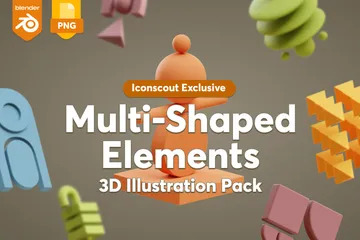 Multi Shaped Elements 3D Icon Pack