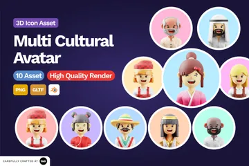 Multikultureller Avatar 3D Icon Pack