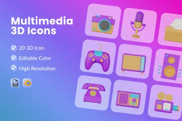 Multimédia Pack 3D Icon