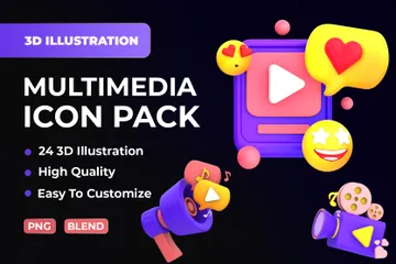 Multimedia 3D Icon Pack