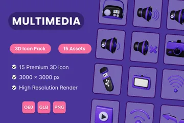 Multimedia 3D Icon Pack