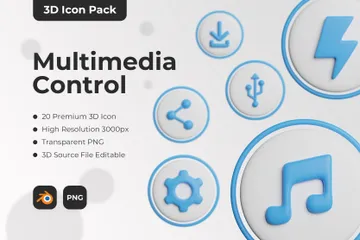 Multimedia Control 3D Icon Pack