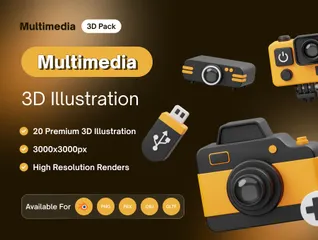 Multimídia Pacote de Icon 3D