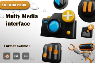 Multy Media Interface 3D Icon Pack