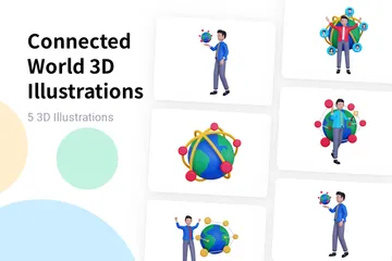 Mundo conectado Paquete de Illustration 3D