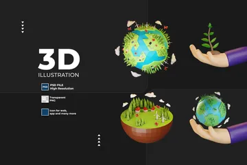 Mundo e Meio Ambiente Pacote de Illustration 3D