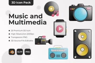 Music And Multimedia 3D Icon Pack